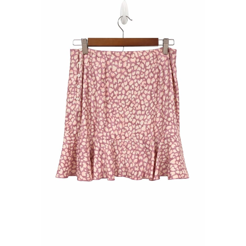 Intimately Free People Pink Leopard Ruffle Hem Mini Skirt Boho Y2K 30 Waist